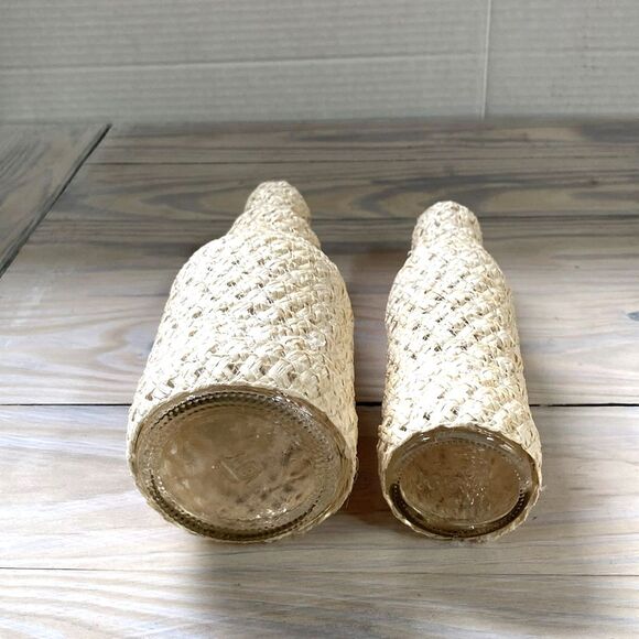 NAUTICAL Wrapped Glass Bottles with Cork Stoppers Decor 8 and 7 inches Tall - Picture 6 of 7